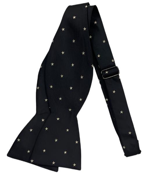 Black Bow Tie with Silver Star Pattern
