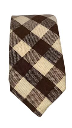 Brown Checkered Cotton Tie