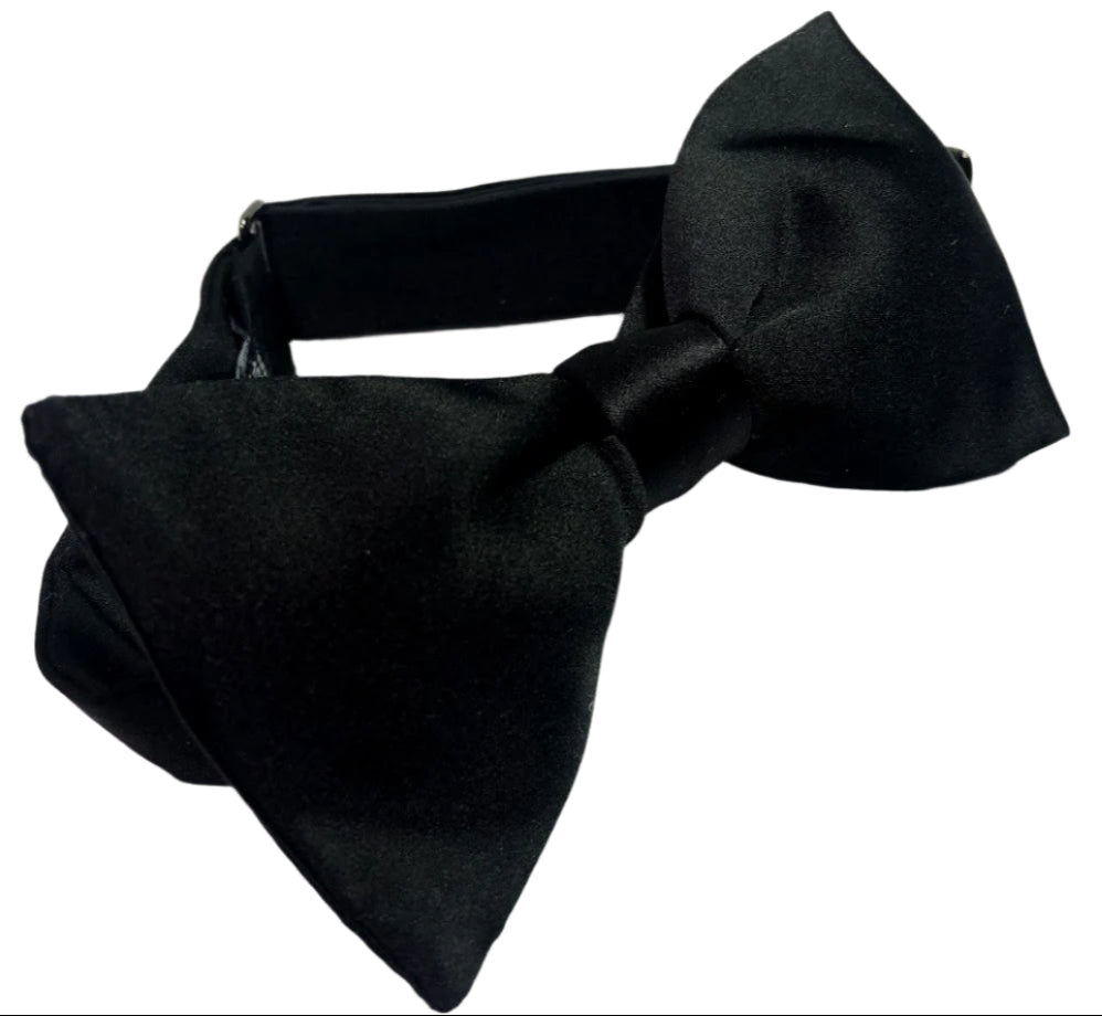 Classic Black Italian Silk Bow Tie