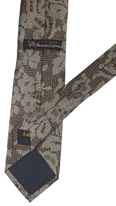Vintage Lace-Inspired Brown Necktie