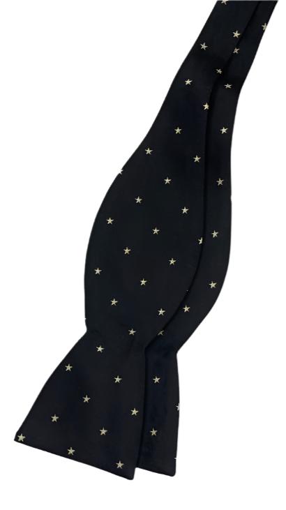 Black Bow Tie with Silver Star Pattern