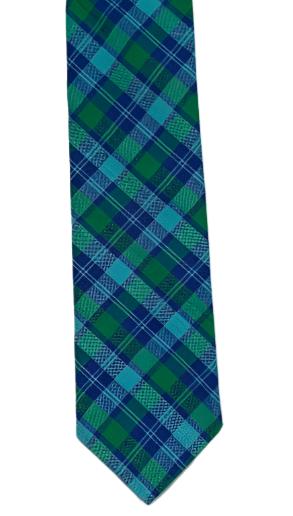 Blue and Green Plaid Cotton Tie
