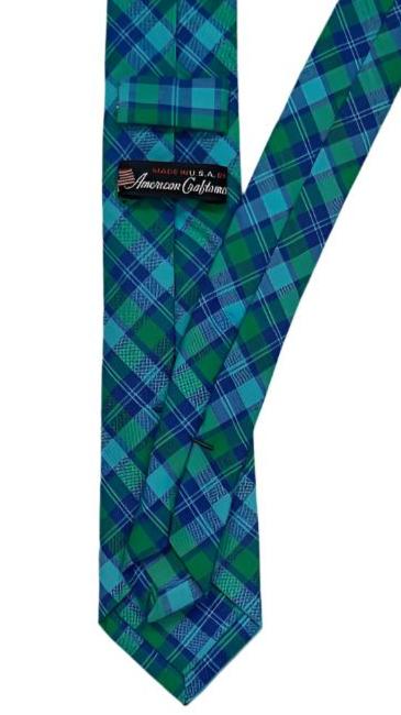 Blue and Green Plaid Cotton Tie