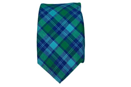 Blue and Green Plaid Cotton Tie