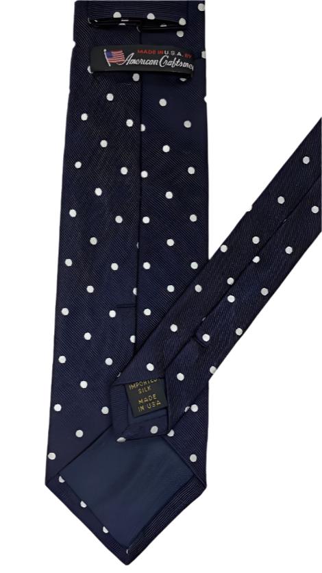 Bold Navy Polka Dot Italian Silk Tie