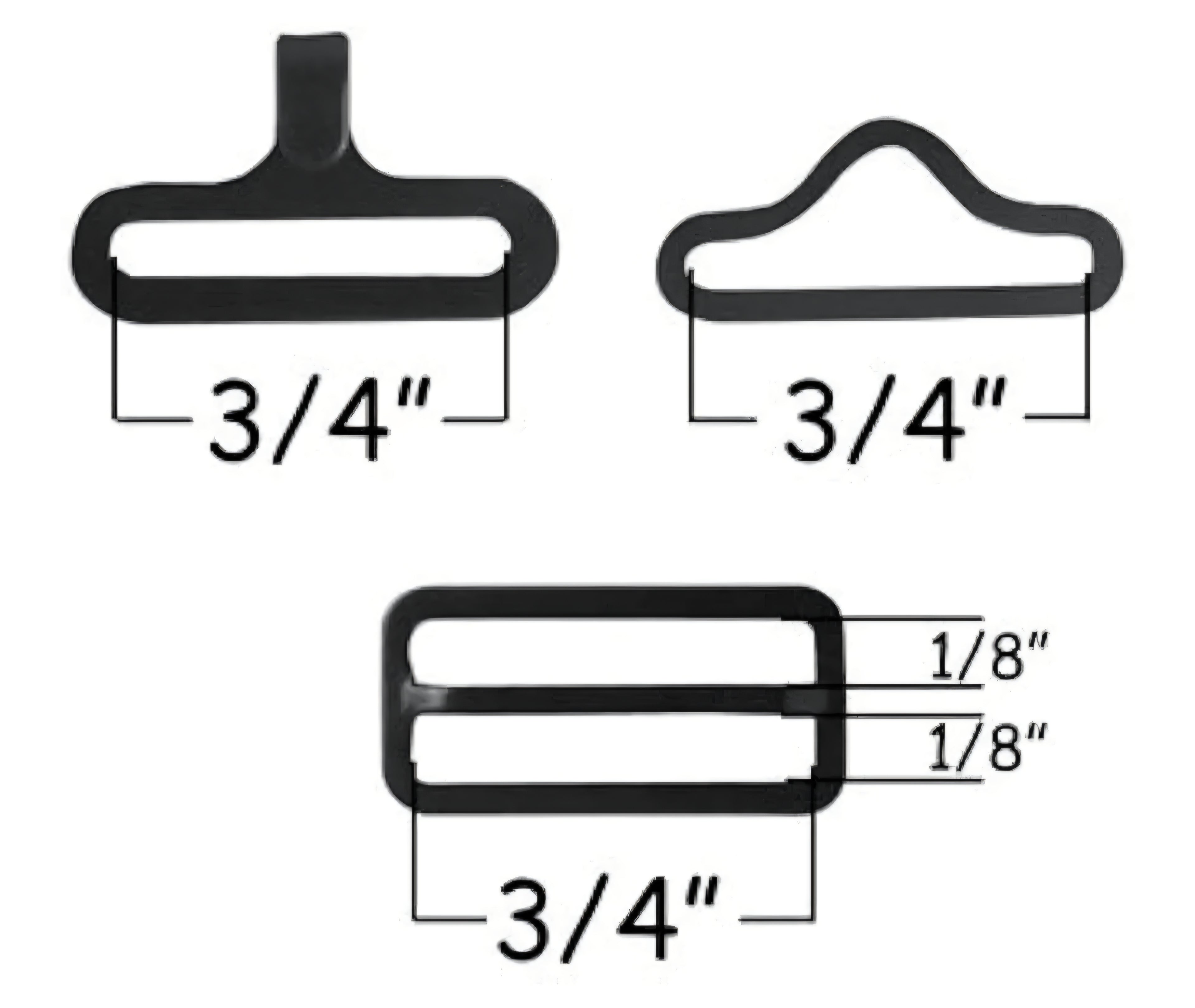 Bow Tie Hardware Clips - 3/4" (19mm) Black - 10 Sets