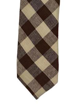 Brown Checkered Cotton Tie