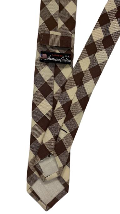 Brown Checkered Cotton Tie