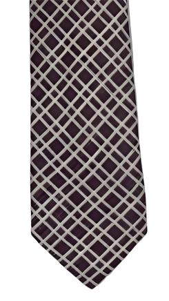 Brown and Beige Plaid Cotton Tie