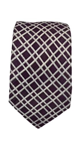 Brown and Beige Plaid Cotton Tie