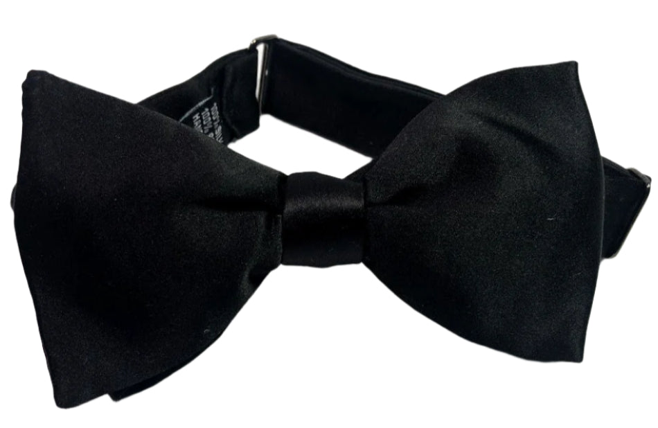 Classic Black Italian Silk Bow Tie