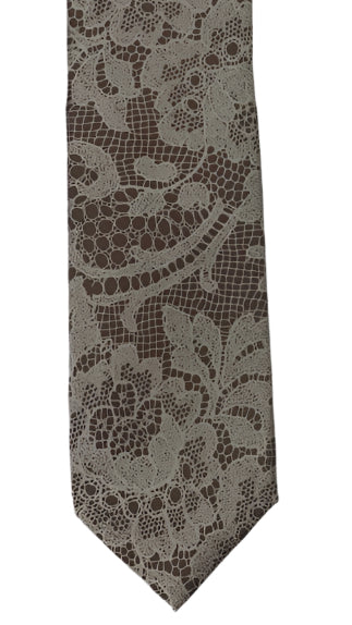 Vintage Lace-Inspired Brown Necktie