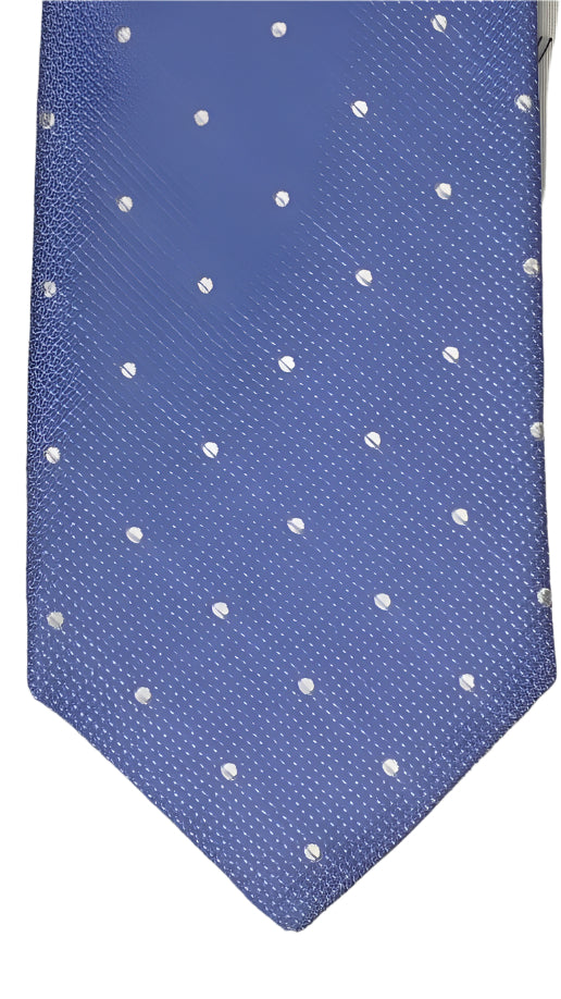 Light Blue Silk Tie with White Polka Dots