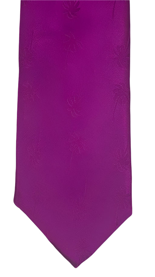 Magenta Silk Tie with Palm Tree Pattern