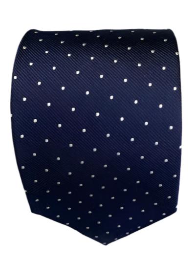 Classic Navy Polka Dot Italian Silk Tie