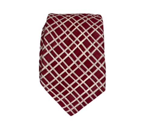 Red and White Plaid Cotton Tie